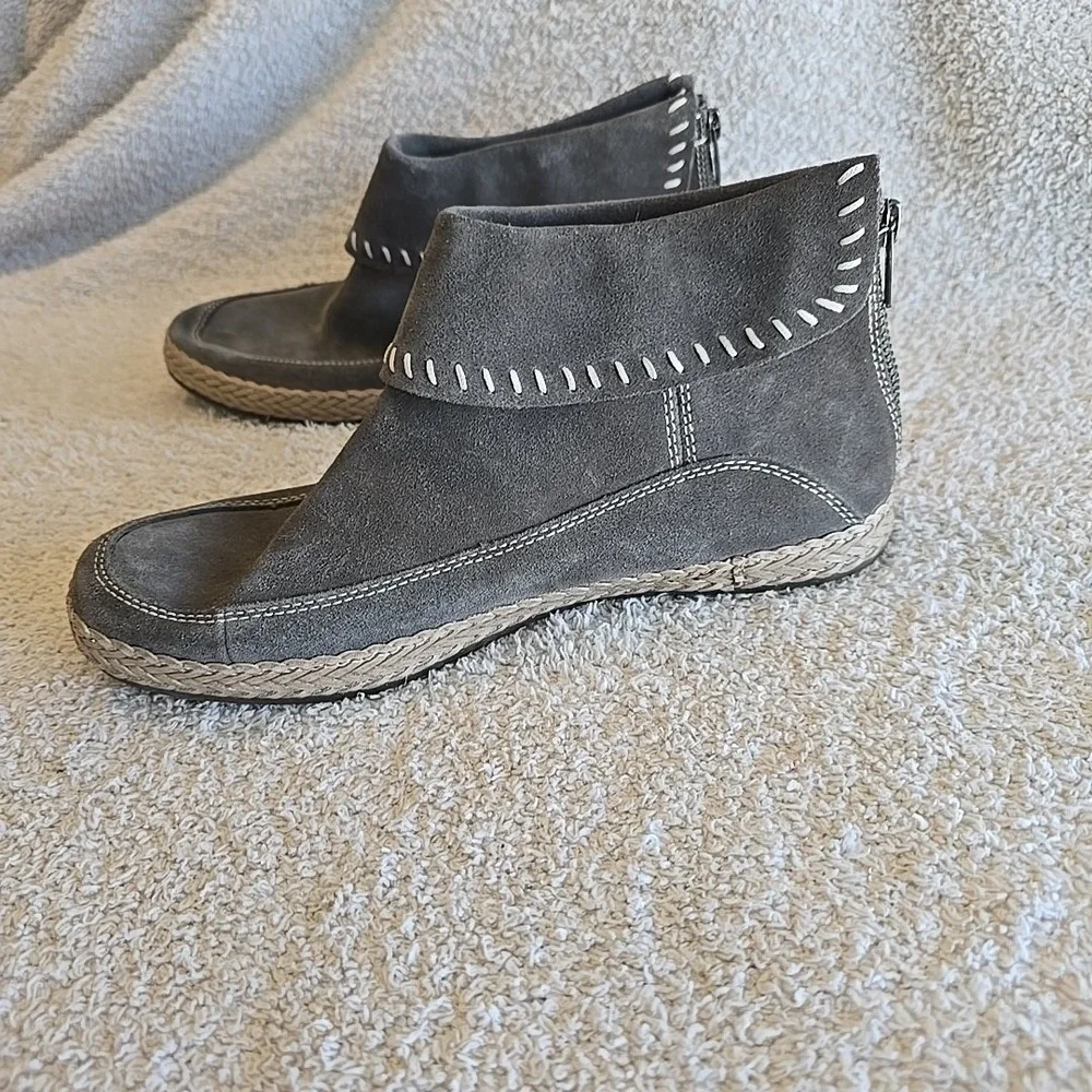 UGG‎ Varney Women's Flat Ankle Boots Rear Zip Booties Slate Gray Suede Sz 8.5